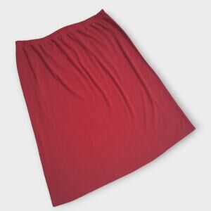 Nina Leonard Midi Skirt Womens 5X Red Stretch Elastic Waist Pencil Strai…